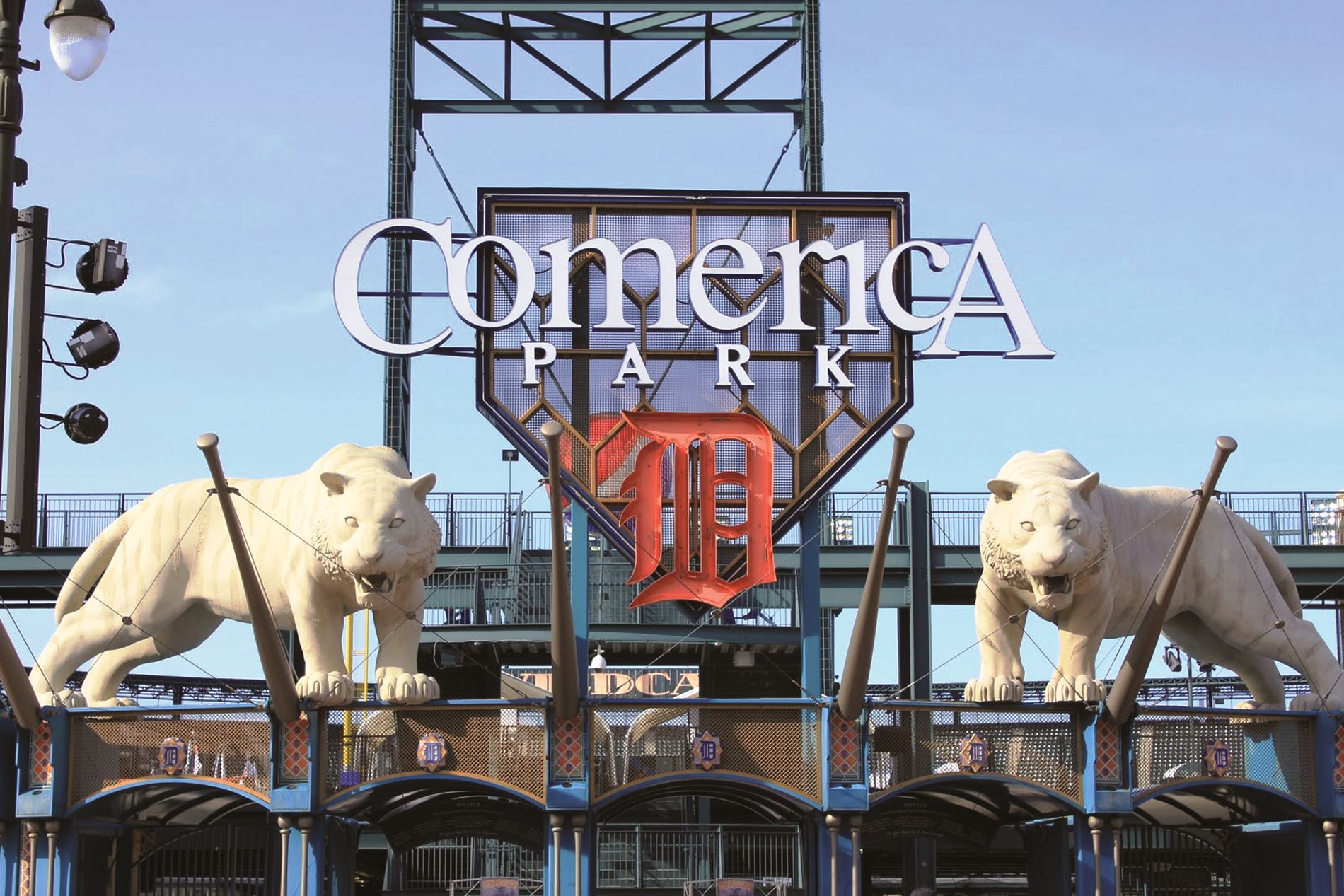 Tiger Sculpture at North Gate of Comerica Tiger Field in Detroit, Michigan