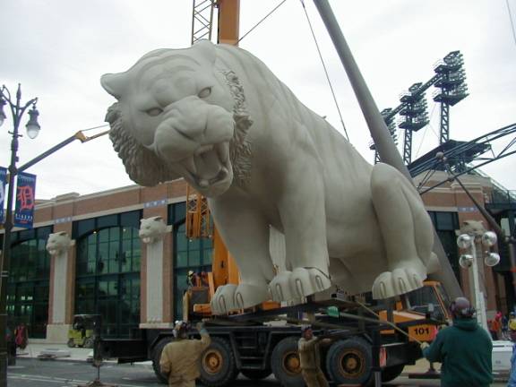 Main Entrance & Tiger Sculptures – Comerica Park Stadium